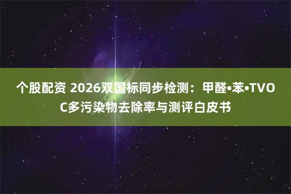 个股配资 2026双国标同步检测：甲醛•苯•TVOC多污染物去除率与测评白皮书
